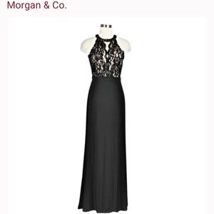 Morgan & Co black gown with lace bodice